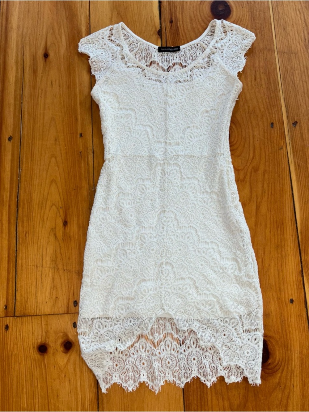 Lace High Low Dress Cream Boho Cottagecore Small